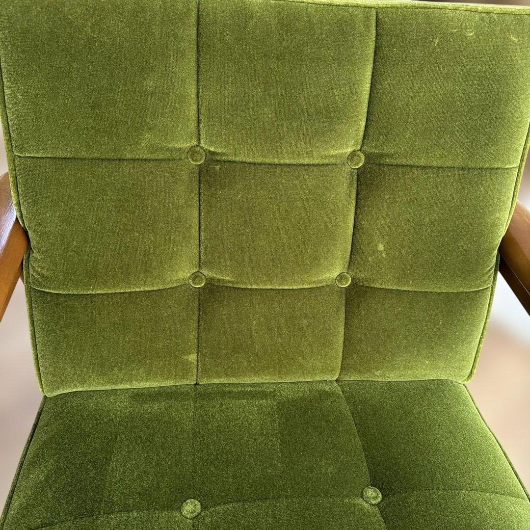 座面のみ張替済】カリモク60 Kチェア 1シーター モケットグリーン