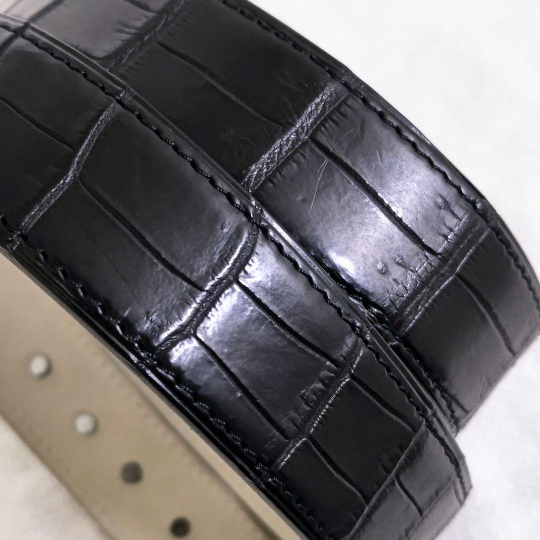 専用ジョンロブJOHN LOBBクロコダイルレザースクエアバックルベルト黒
