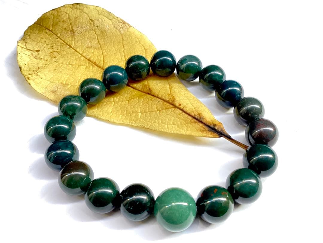 サックスブルー*出雲石ブレスレット 濃厚青緑 *希少色【碧玉】16cm 本物保証
