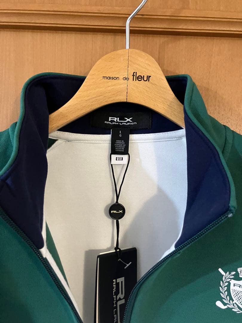 RLX ゴルフ ブロックダブルニット プルオーバー フルジップ ジャケット L