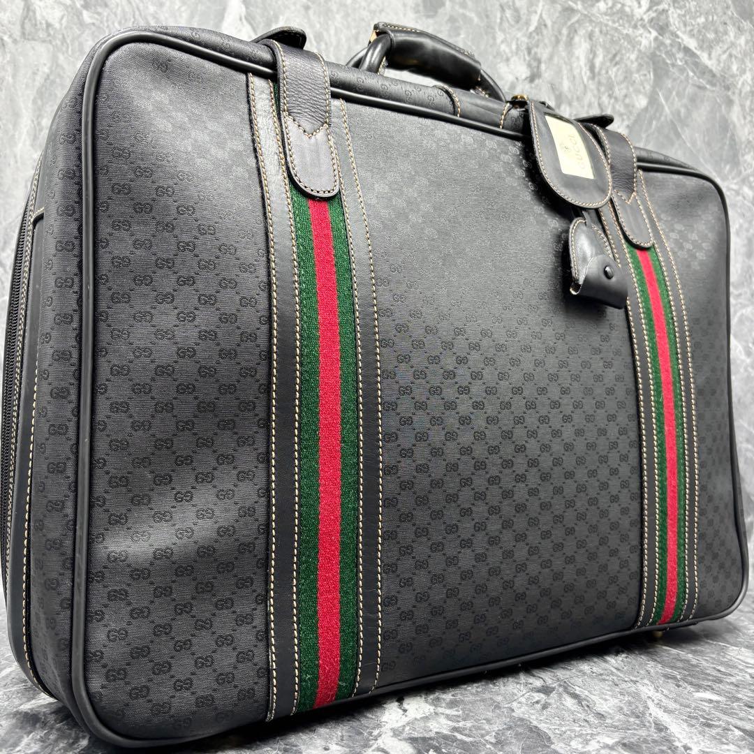 ✨極美品✨GUCCI シェリーライン GG 黒 ブラック ボストンバッグ レザー