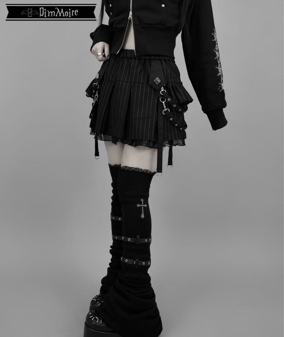 【正規品】DimMoire サイドフリルミニスカート stripe