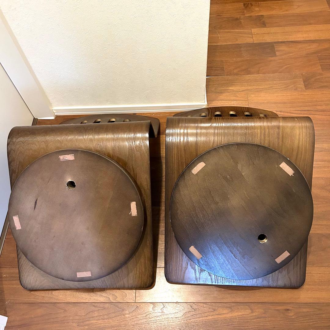 曲木 回転座椅子 木製 クッション レトロ 昭和 旅館 和室 曲げ木 4脚セット