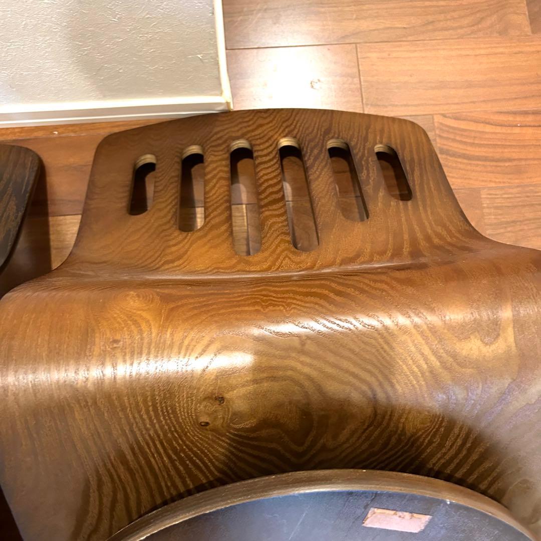 曲木 回転座椅子 木製 クッション レトロ 昭和 旅館 和室 曲げ木 4脚セット