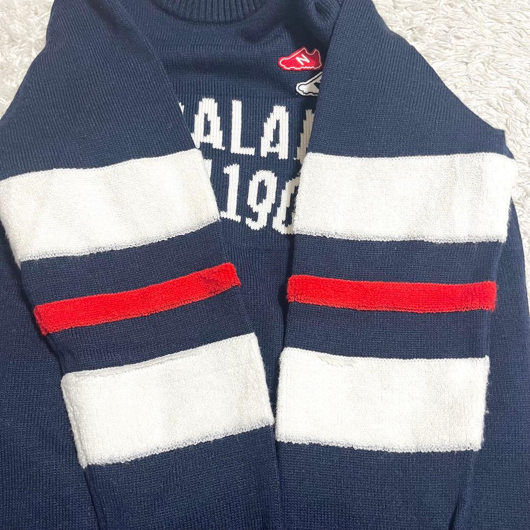 ニューバランス ゴルフウェア ニット セーター L相当 防風防寒 ビッグロゴ