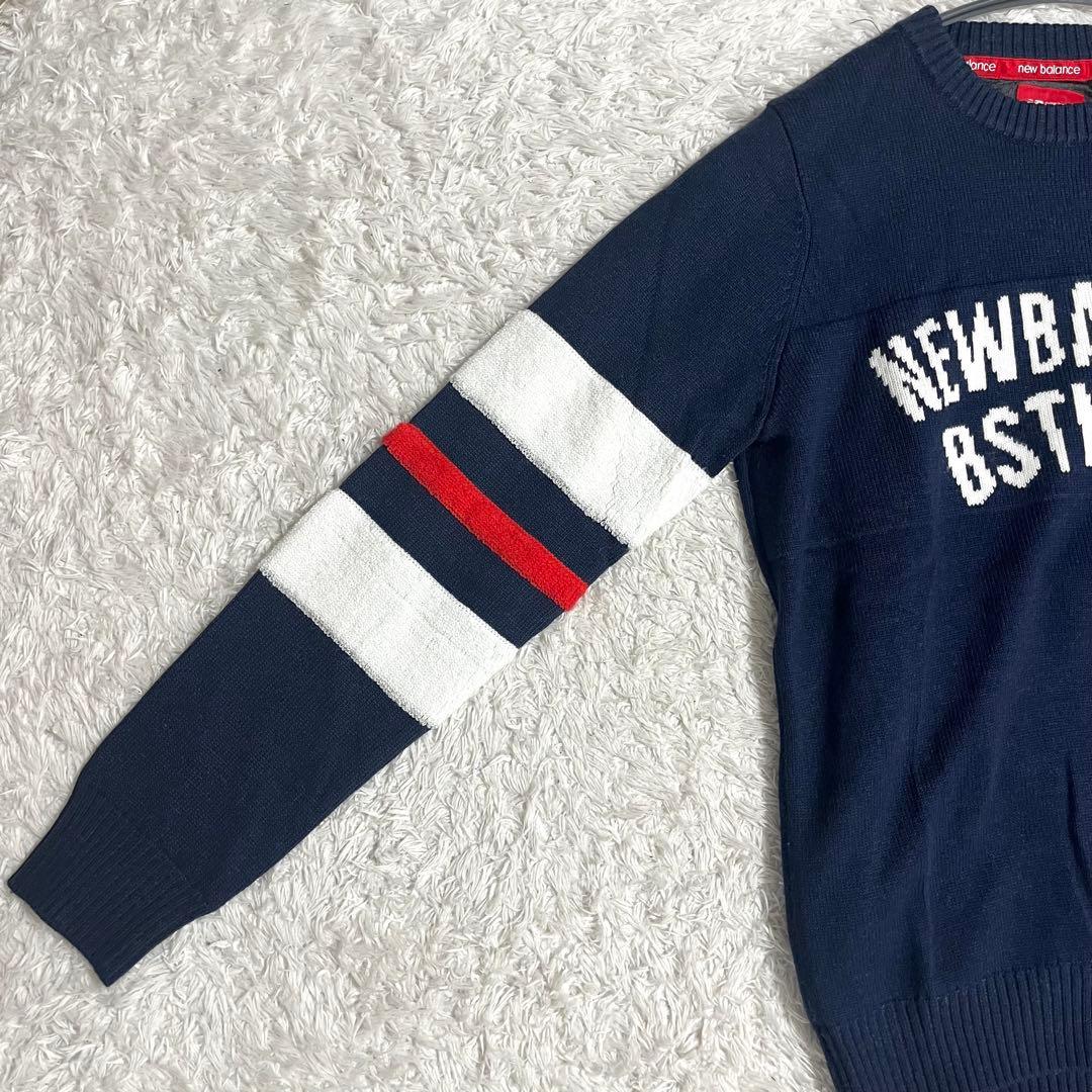 ニューバランス ゴルフウェア ニット セーター L相当 防風防寒 ビッグロゴ