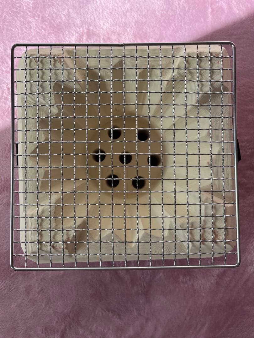 【未使用品】丸和工業 天然岩切出　コンロ 七輪　網付き 角型