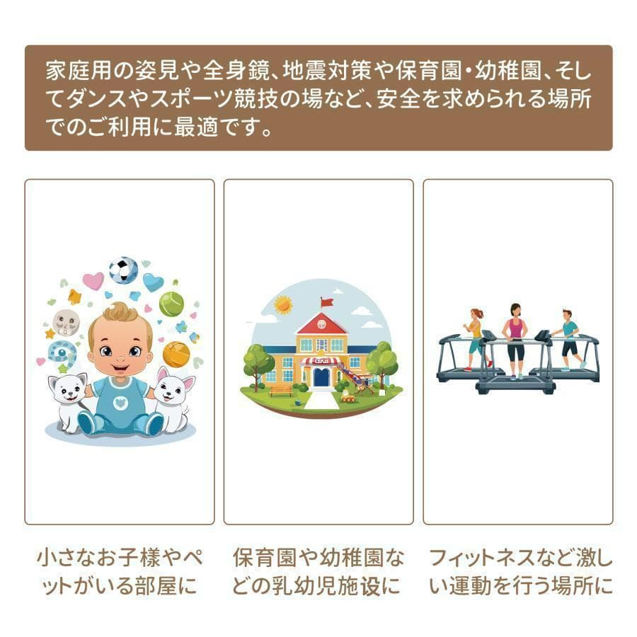 割れない鏡 姿見鏡 全身 壁掛け ダンスミラー 160cm×60cm（ホワイト）