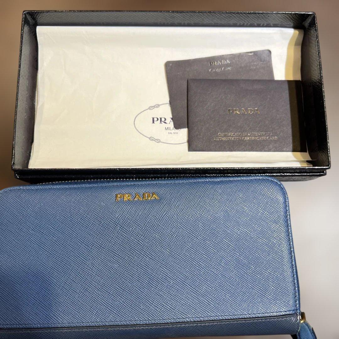 PRADA サフィアーノレザー 長財布 レディースウォレット✳︎ブルー