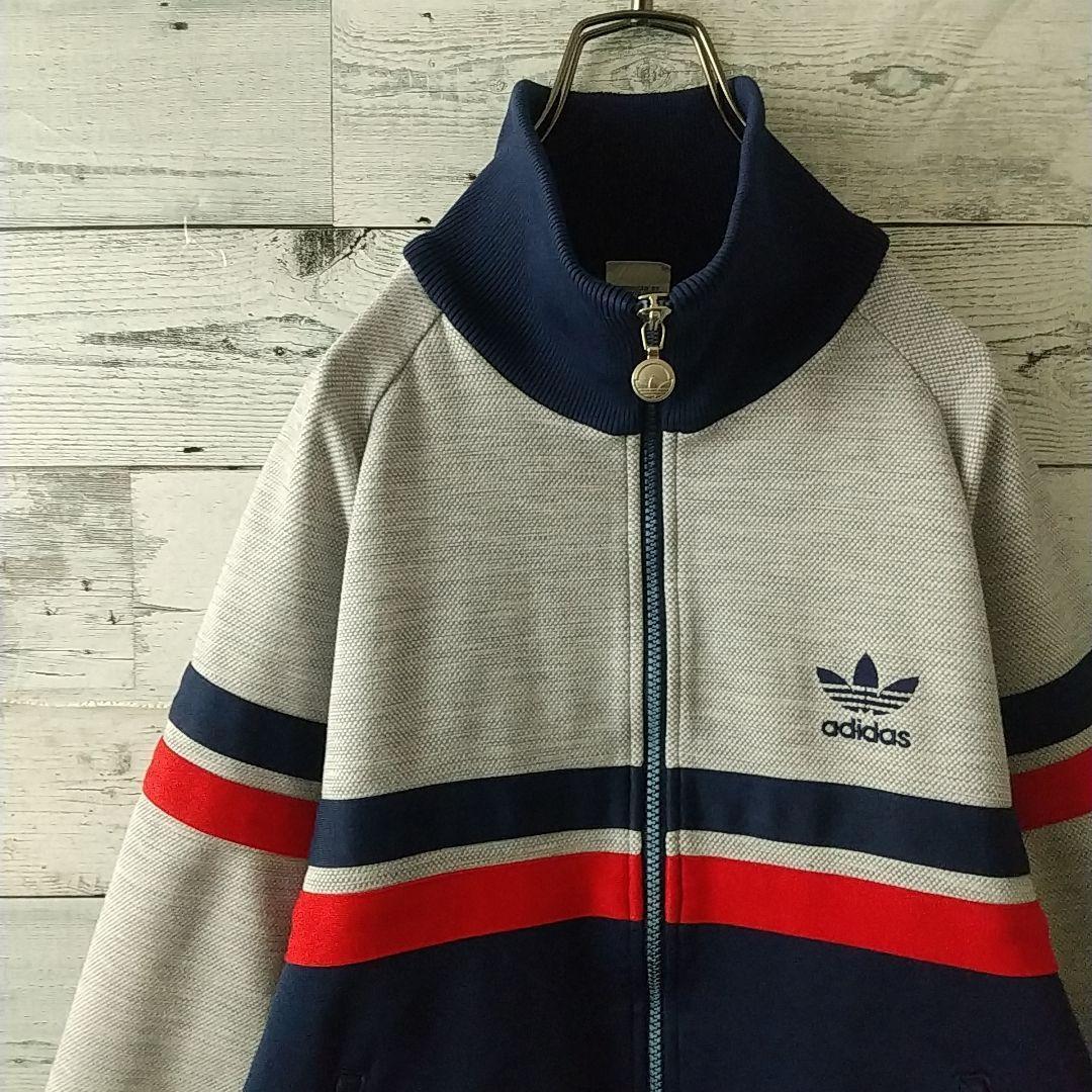 超希少☆西ドイツ アディダス 刺繍ロゴ トラックジャケット デサント 80s L