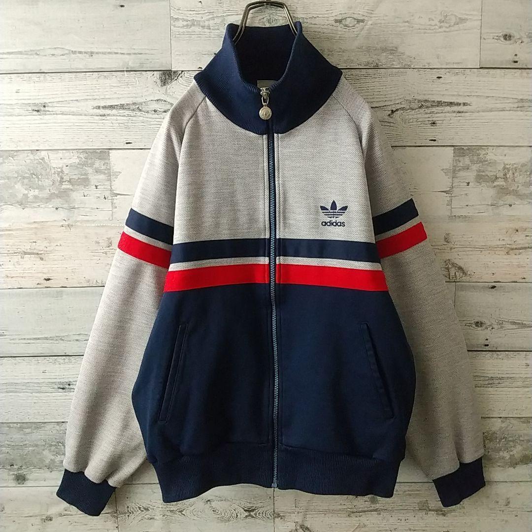 超希少☆西ドイツ アディダス 刺繍ロゴ トラックジャケット デサント 80s L