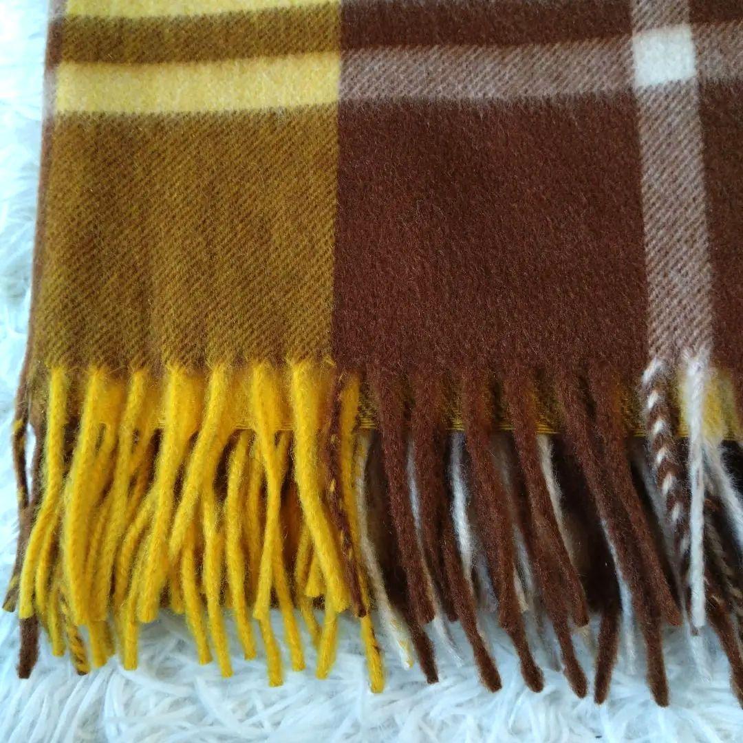 ジョシュアエリス　カシミヤ100%　大判ストール　イエロー/ブラウン/クリーム