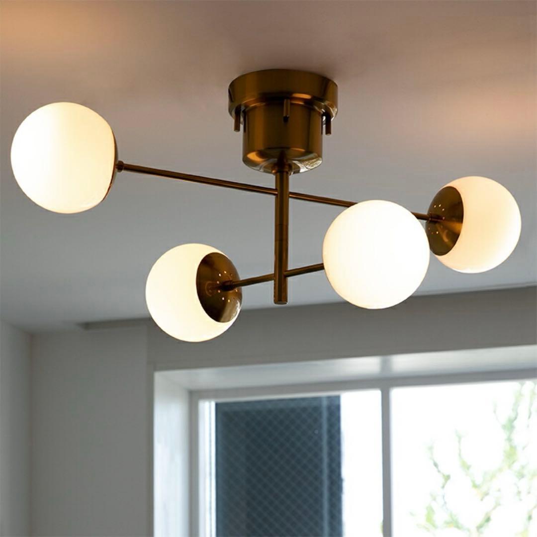 【未使用電球4球付／定価24,800円】4灯シーリングライト ゴールド 北欧