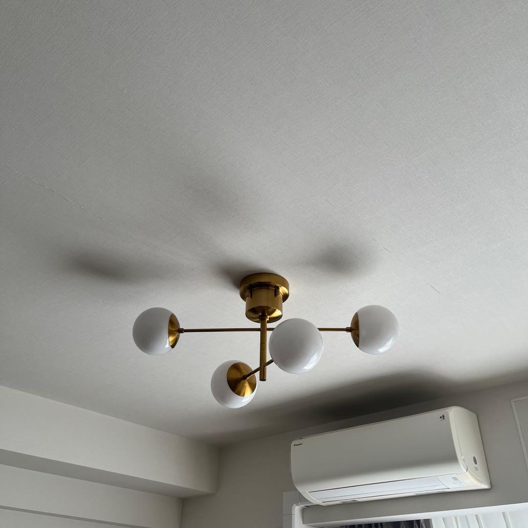 【未使用電球4球付／定価24,800円】4灯シーリングライト ゴールド 北欧