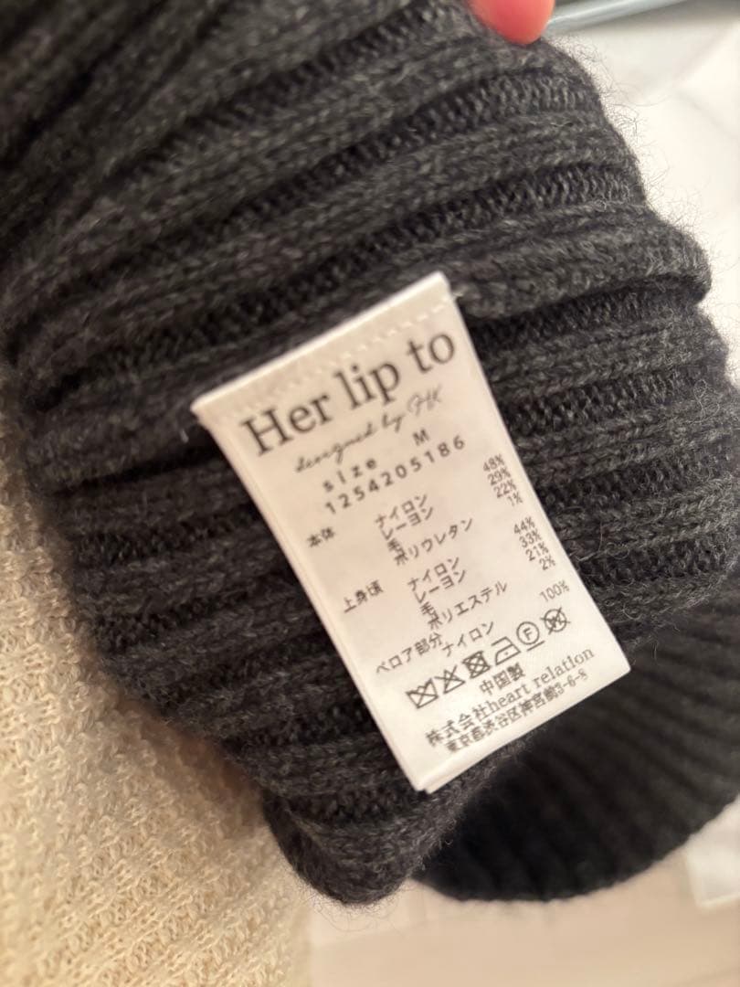 Mサイズ　her lip to アーガイルニットワンピース　グレー