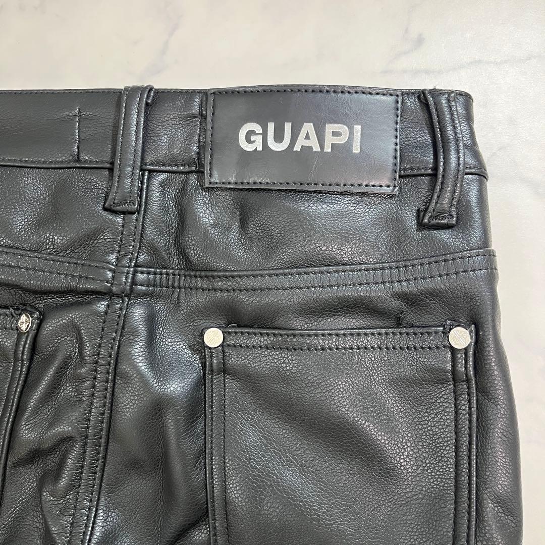 GUAPI グアピ オールブラック スーパースタックレザーデニム 新品 28