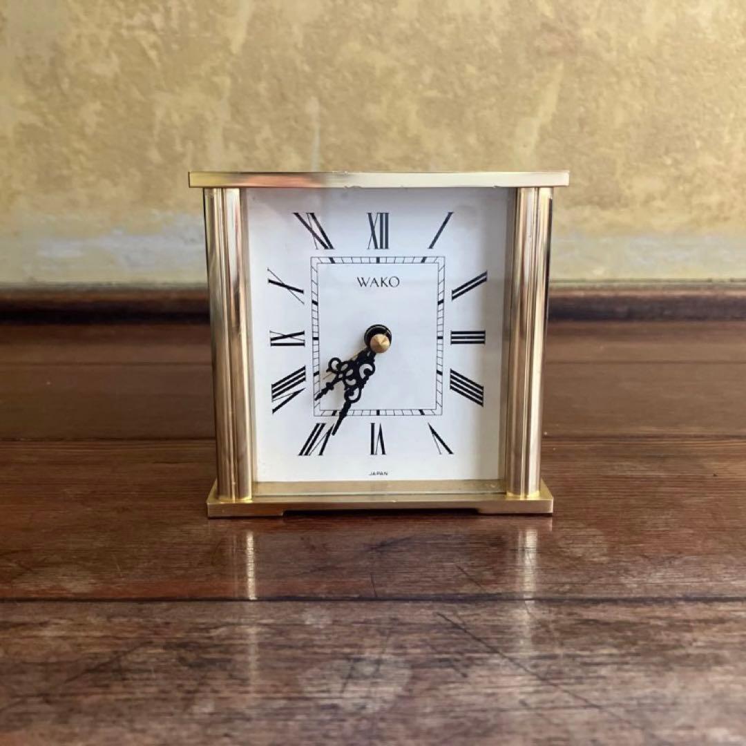 昭和レトロ 時計 置き時計 銀座 和光 WAKO 金 小さめ アナログ