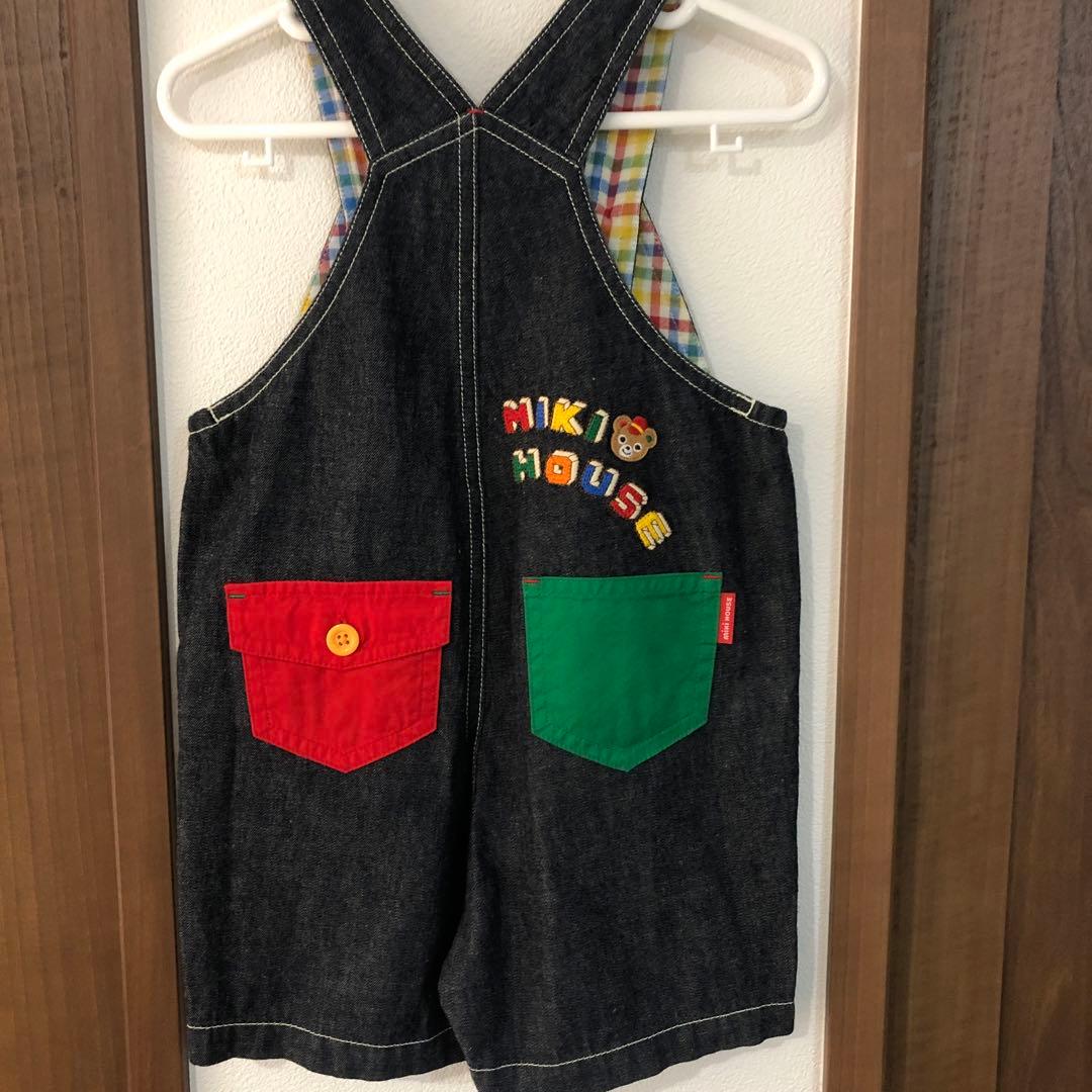 ミキハウス☆新品タグ付きデニムオーバーオール プッチー君☆豪華刺繍☆Bスタンプ