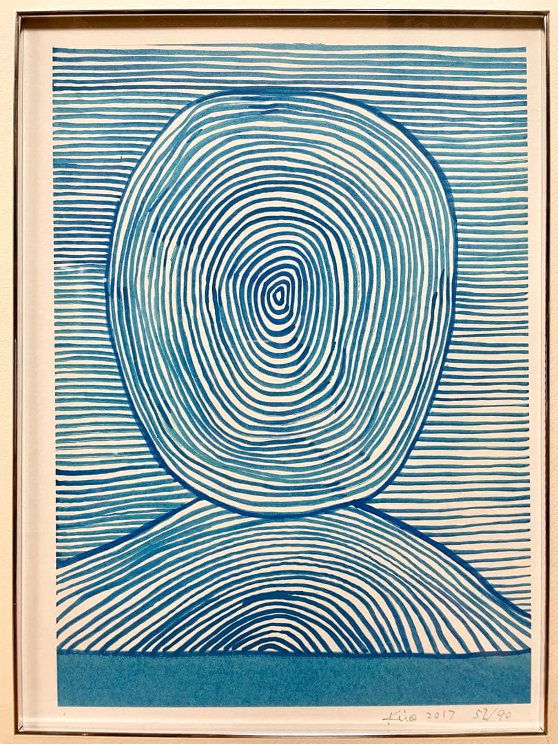 【上原木呂】シルクスクリーン「青の肖像」