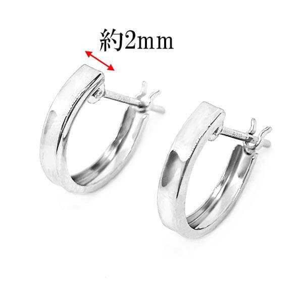 pt900 2×10 プラチナフープピアス 逆甲丸 片耳 メンズ シンプル 地金