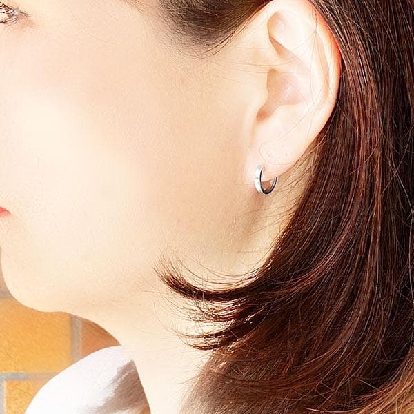 pt900 2×10 プラチナフープピアス 逆甲丸 片耳 メンズ シンプル 地金