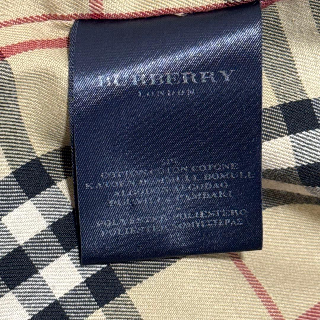 バーバリー ステンカラーコート ノバチェック裏地 ネイビー 紺 ロングコート L