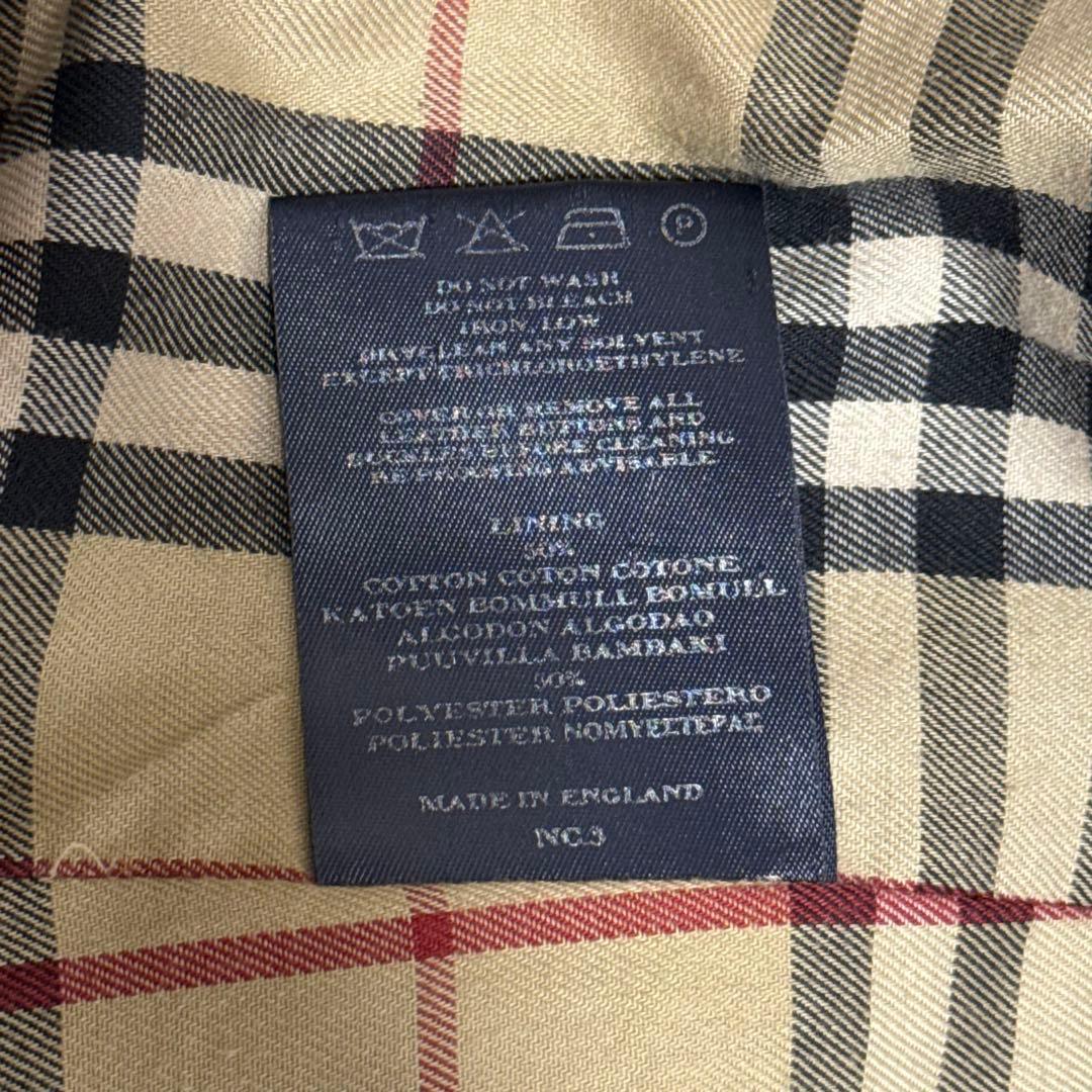 バーバリー ステンカラーコート ノバチェック裏地 ネイビー 紺 ロングコート L