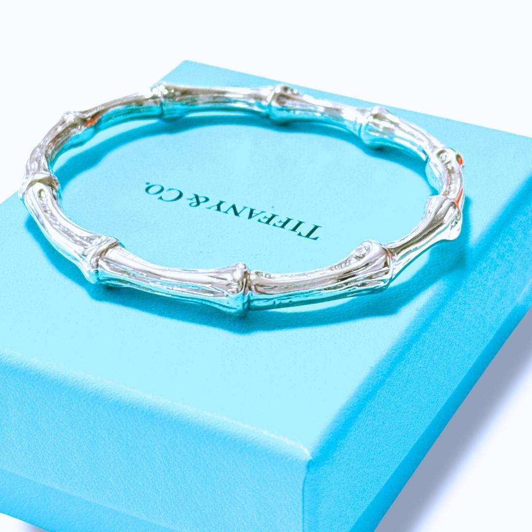 【未使用級】ティファニー バンブー モチーフ バングル Ag925 ブレスレット