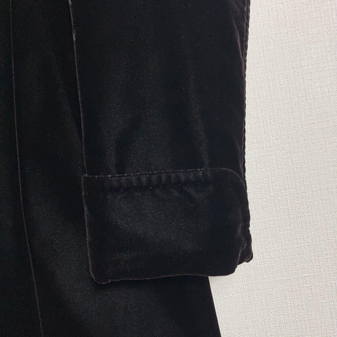 BURBERRY ベロアコート キュプラ チェック柄 黒 L