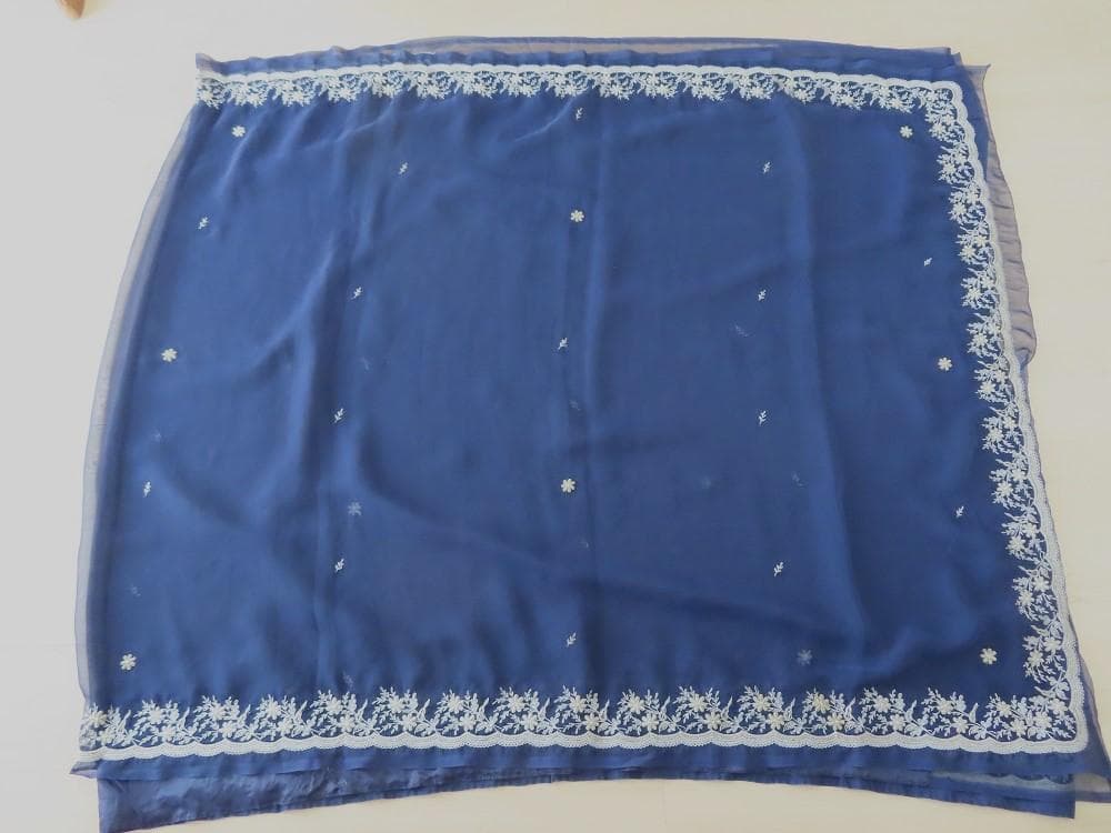 希少 美しいザリワーク アンティーク サリー チョリ ペチコート セット 刺繍