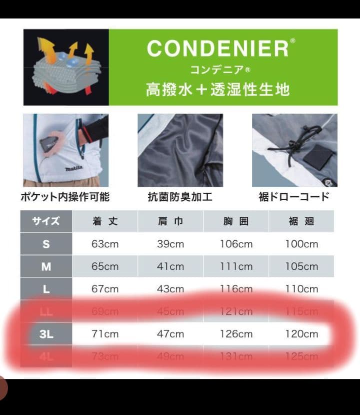 Makita 冷却機能付き空調ベスト ３Ｌ