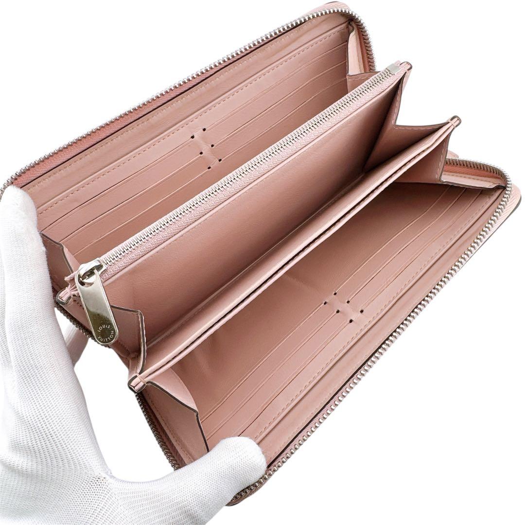 美品◇ルイヴィトン マヒナ ジッピーウォレット 長財布 ピンクベージュ