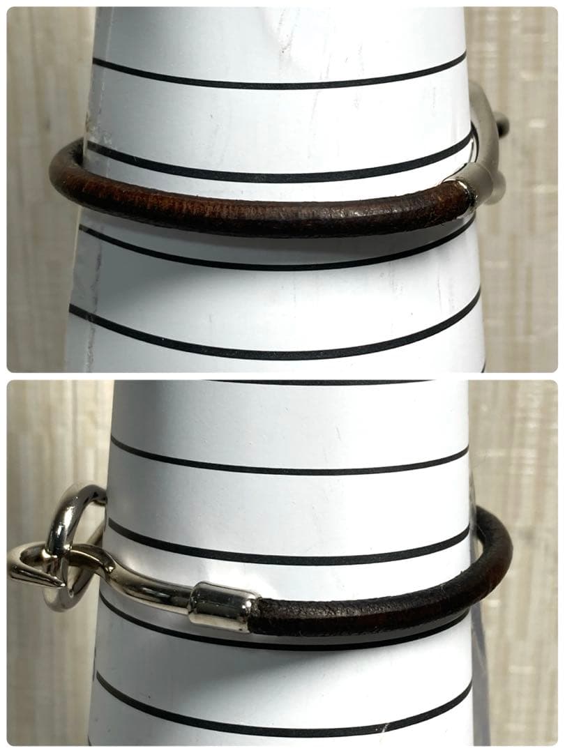 HERMES エルメス　ジャンボ　シルバー金具　レザー　ブレスレット　箱付き