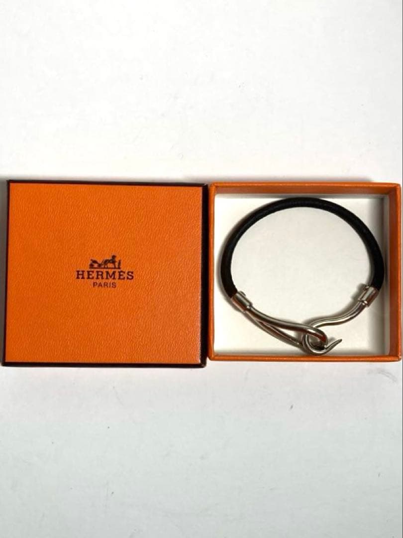 HERMES エルメス　ジャンボ　シルバー金具　レザー　ブレスレット　箱付き