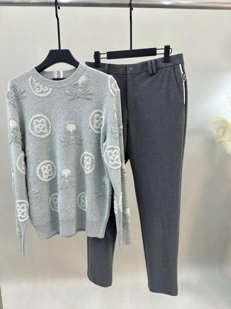 G FORE メンズ ニット セーター ラウンドネック ブラック 美品 ☘️