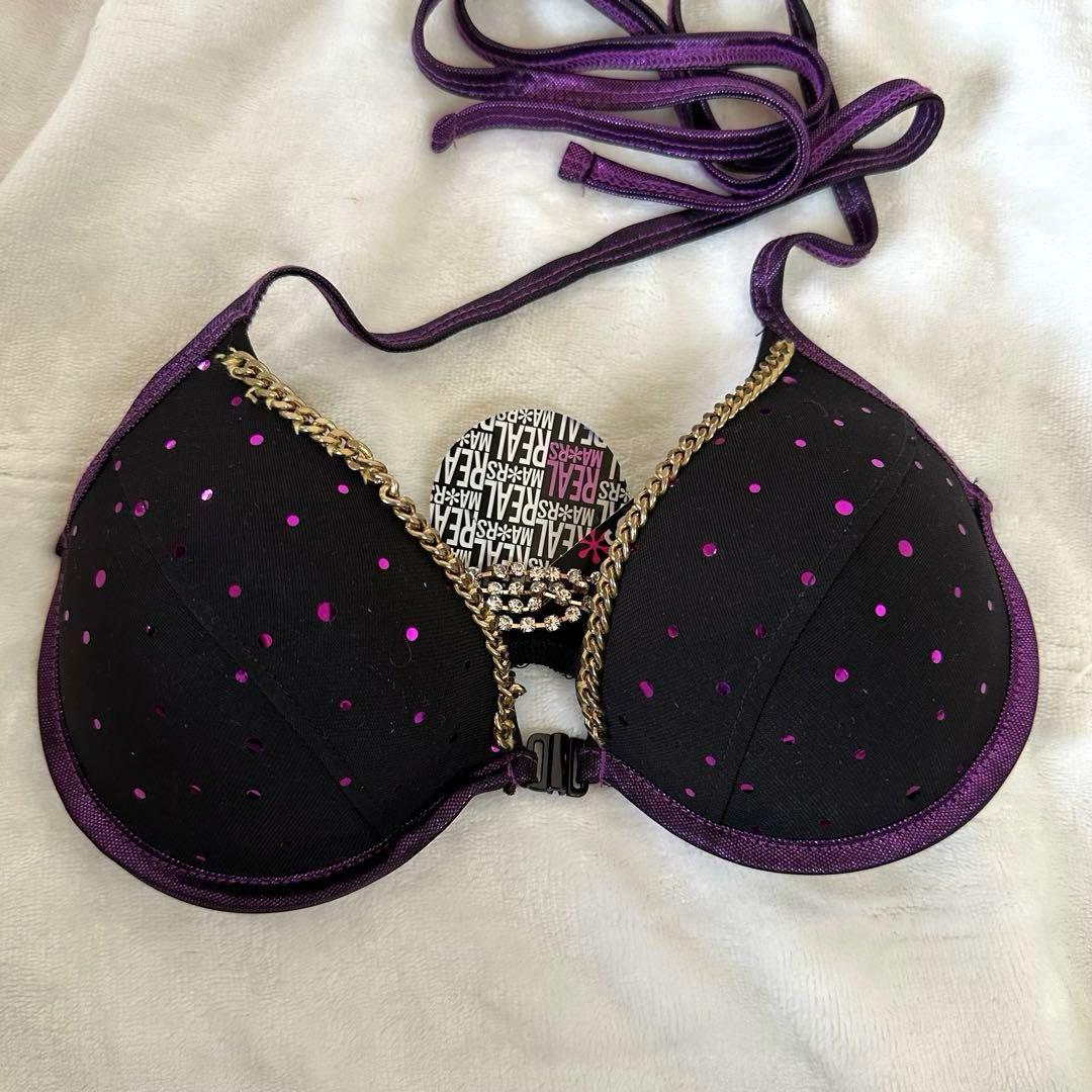 タグ付き【MA＊RS】チェーン付きスパンコールパープルラメ見せブラmars