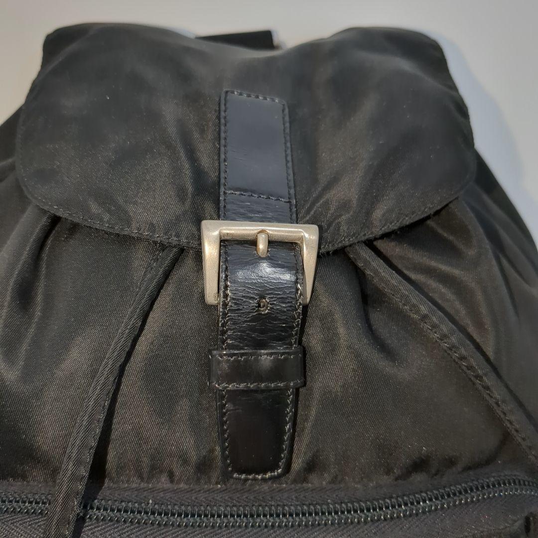 美品 PRADA リュック ブラック 三角ロゴ テスートナイロン レザー