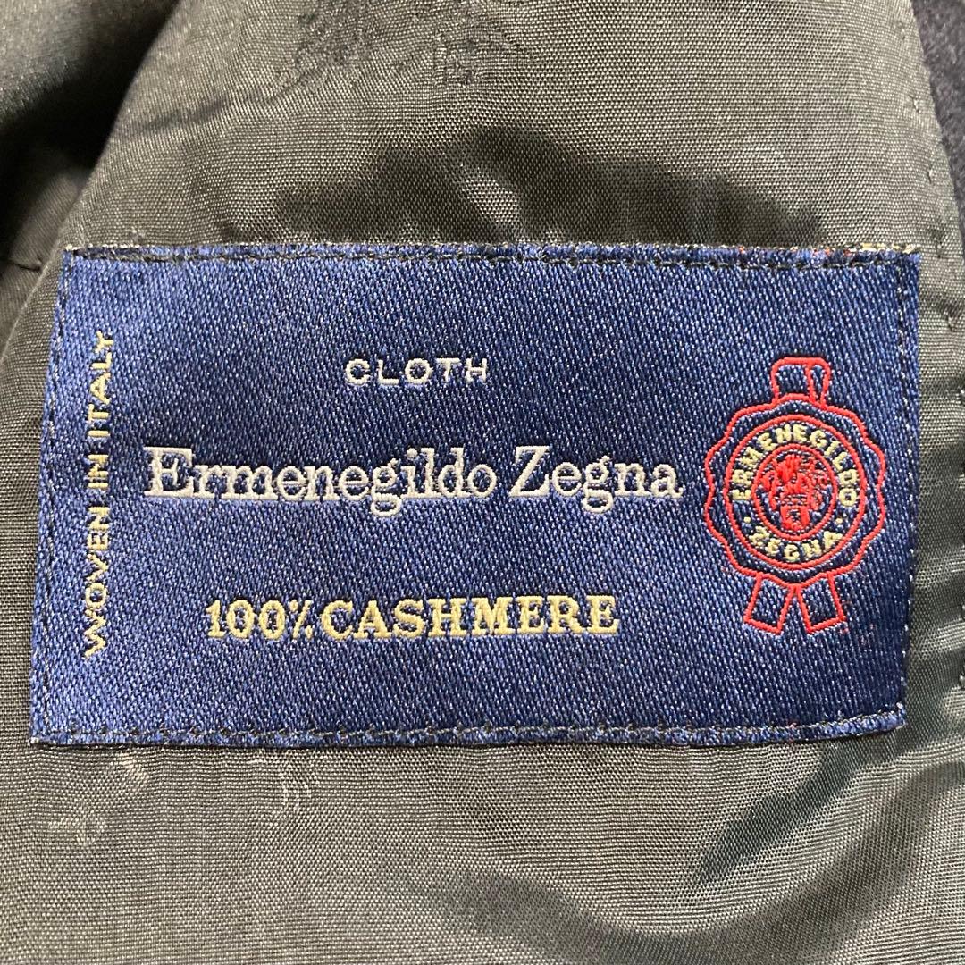 ゼニア イエーガーロンドン カシミヤ100% ステンカラーコート 比翼 ネイビー