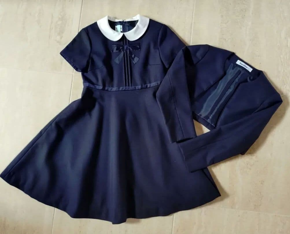 Familia　ボレロ　半袖ワンピース　濃紺　120 小学校受験　冠婚葬祭　法事