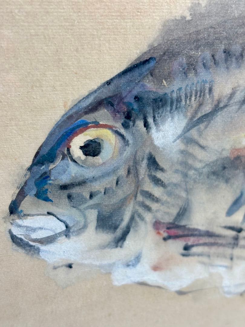 #上野山清貢「魚と椎茸」原画　額装