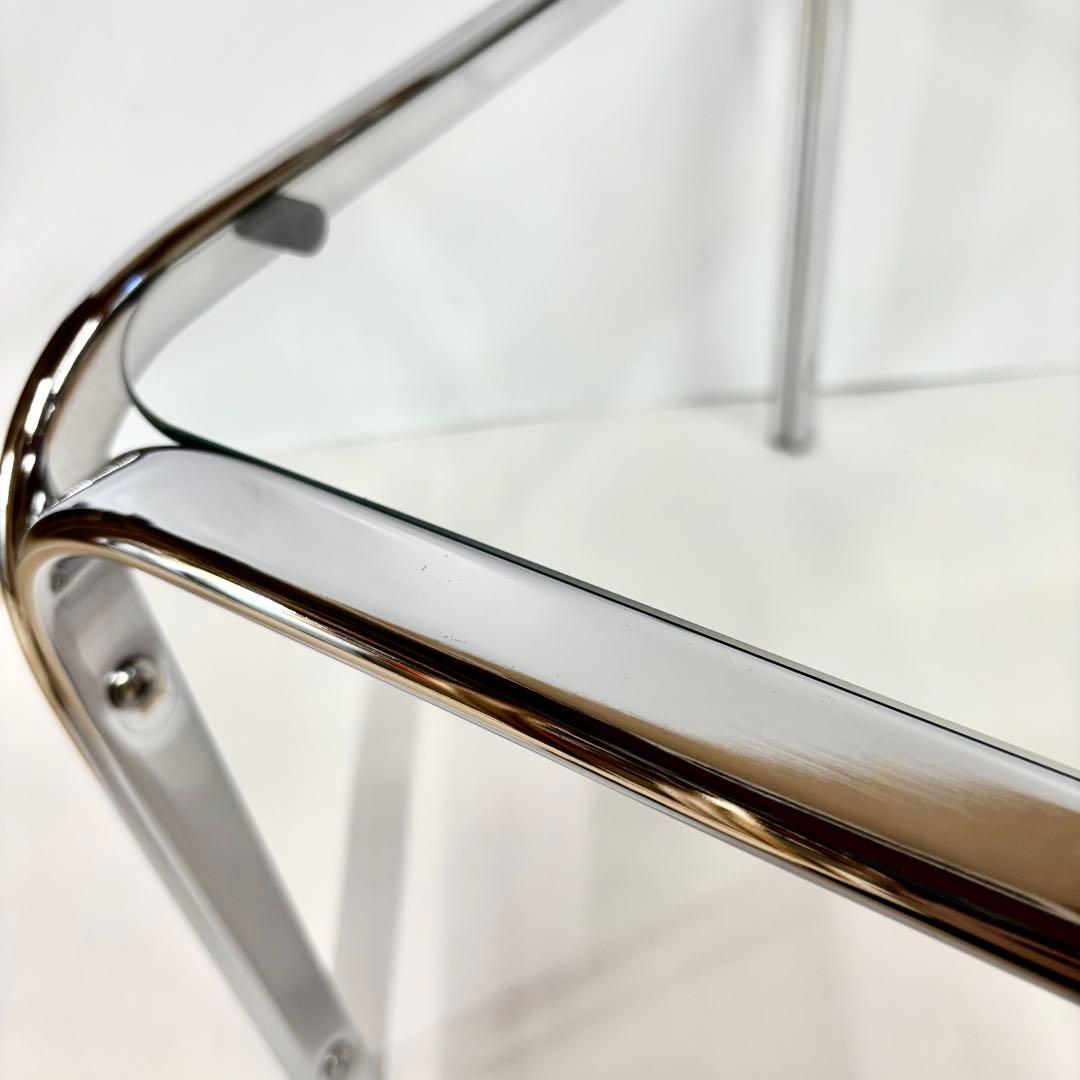 ガラステーブル サイドテーブル クローム スペースエイジ ミッドセンチュリー