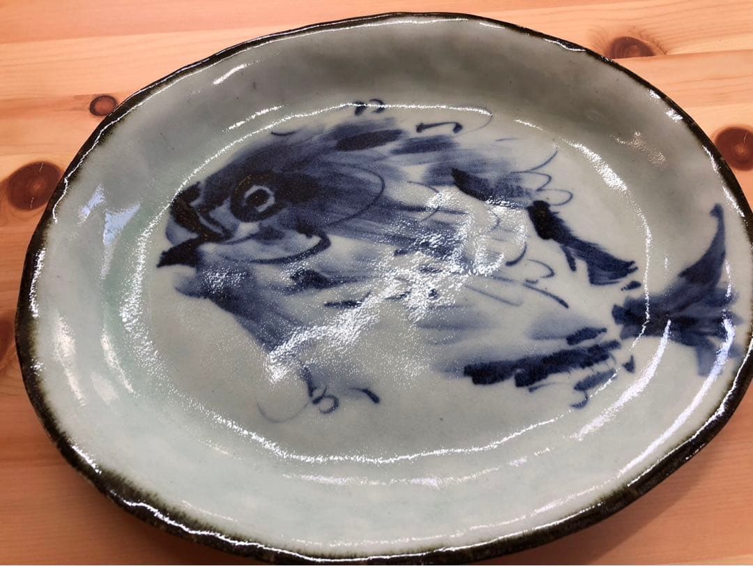 斉山窯　波佐見焼　魚の絵柄 皿 2枚セット