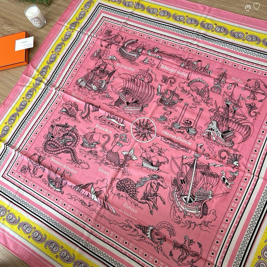 HERMESエルメス　カレ140　ジェアン　船乗りのタトゥー・バンダナ　カシシル