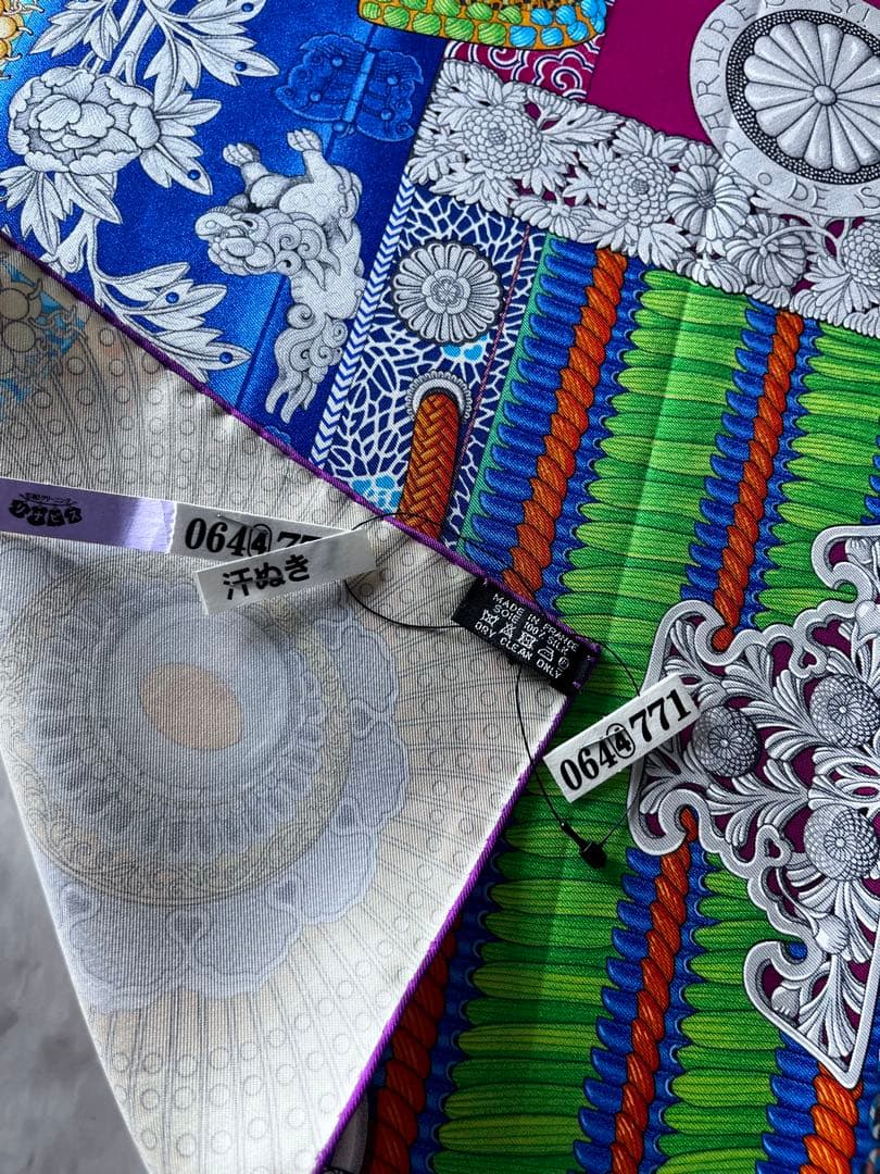 エルメス カレ90 侍の鎧兜 家紋 PARURES DE SAMOURAIS