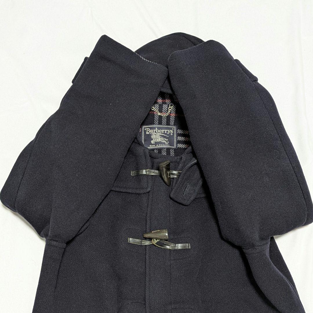 90s バーバリー ダッフルコート ネイビー ウール ノバチェック メンズXL
