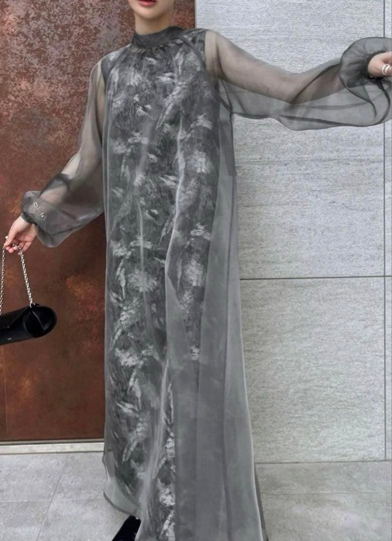 willfully ノースリーブジャガードワンピース&オーガンジーリボンタイop