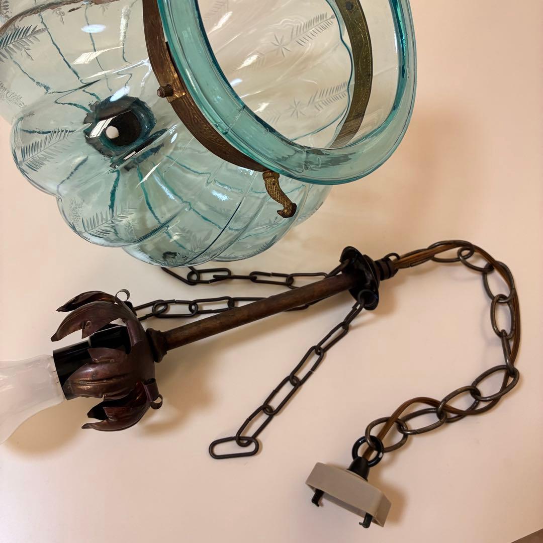 ヴィンテージ レトロ アンティーク ガラス ペンダントランプ 照明