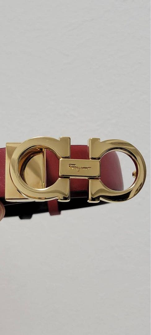 Salvatore Ferragamo レザー ベルト 赤黒 レッド