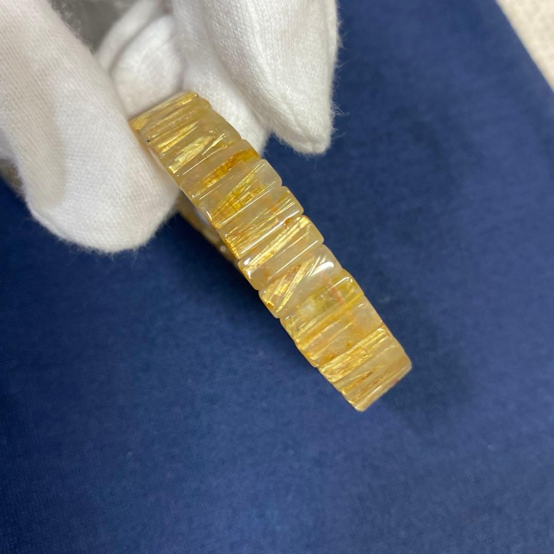 セール中‼️天然石　タイチンルチル　バングル　太針　パワーストーン　約16,5cm