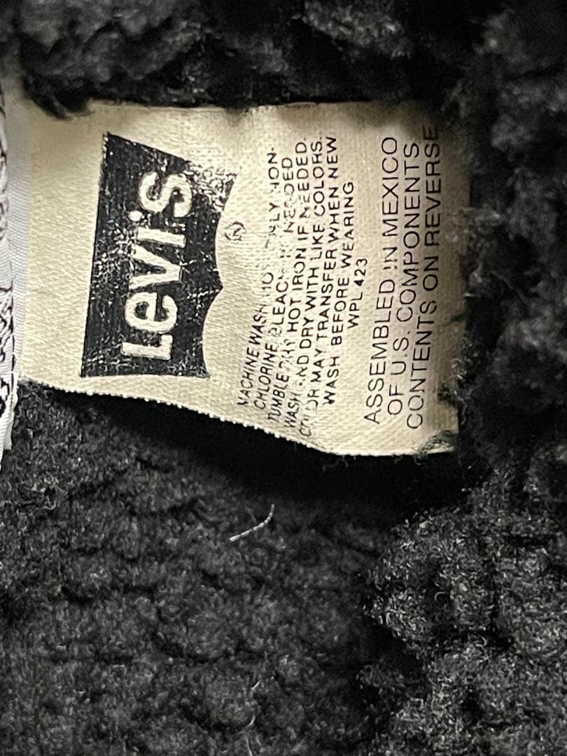 L 90`s Levi`s リーバイス ブラックデニムボアジャケット トラッカー